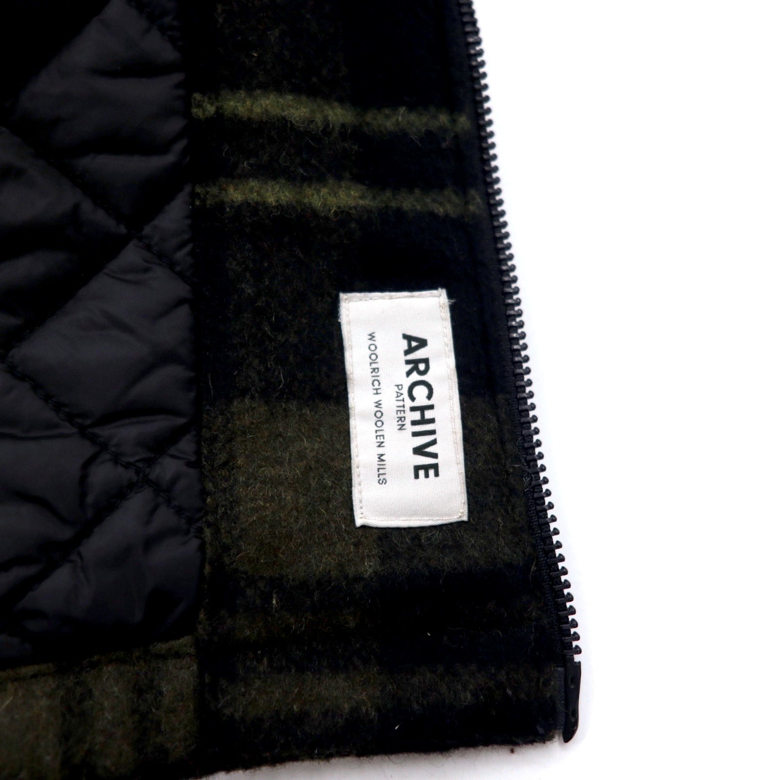 WOOLRICH WOOLEN MILLS Giubbotto imbottito con zip L cachi a quadri lana doppia zip ARCHIVE PATTERN doppia zip WOOS0039