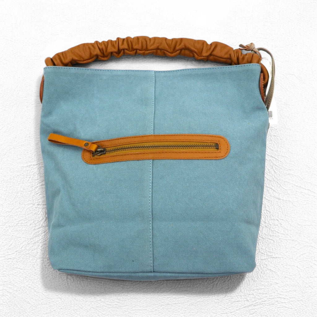 Dakota Borsa tote in tela con manici in pelle, blu, pelle bovina 1530470, mai usata