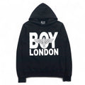 BOY LONDON felpa con cappuccio e stampa logo, taglia M, nero, cotone, made in Italy