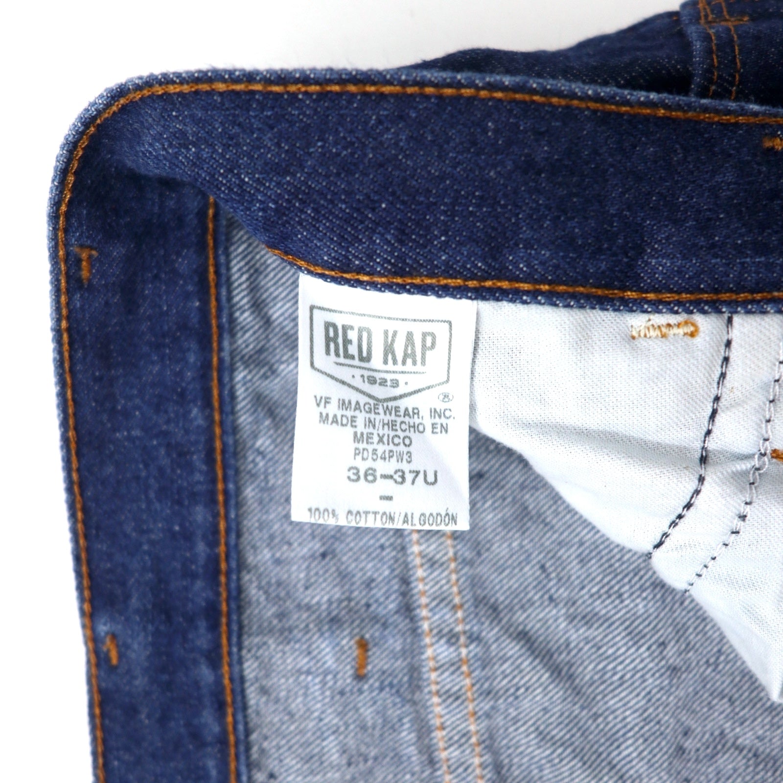 RED KAP anni '90 jeans rigidi 36 blu scuro cotone chiusura con cerniera made in Messico