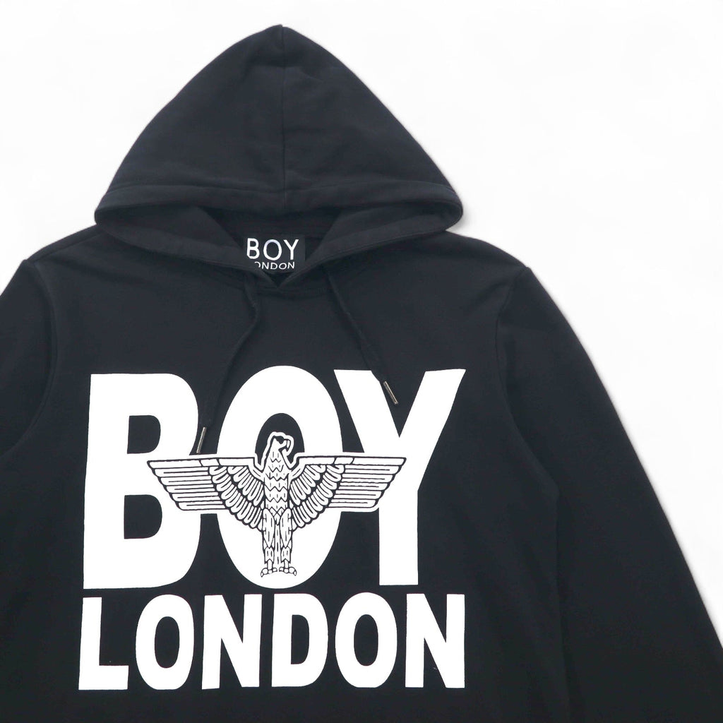 BOY LONDON felpa con cappuccio e stampa logo, taglia M, nero, cotone, made in Italy