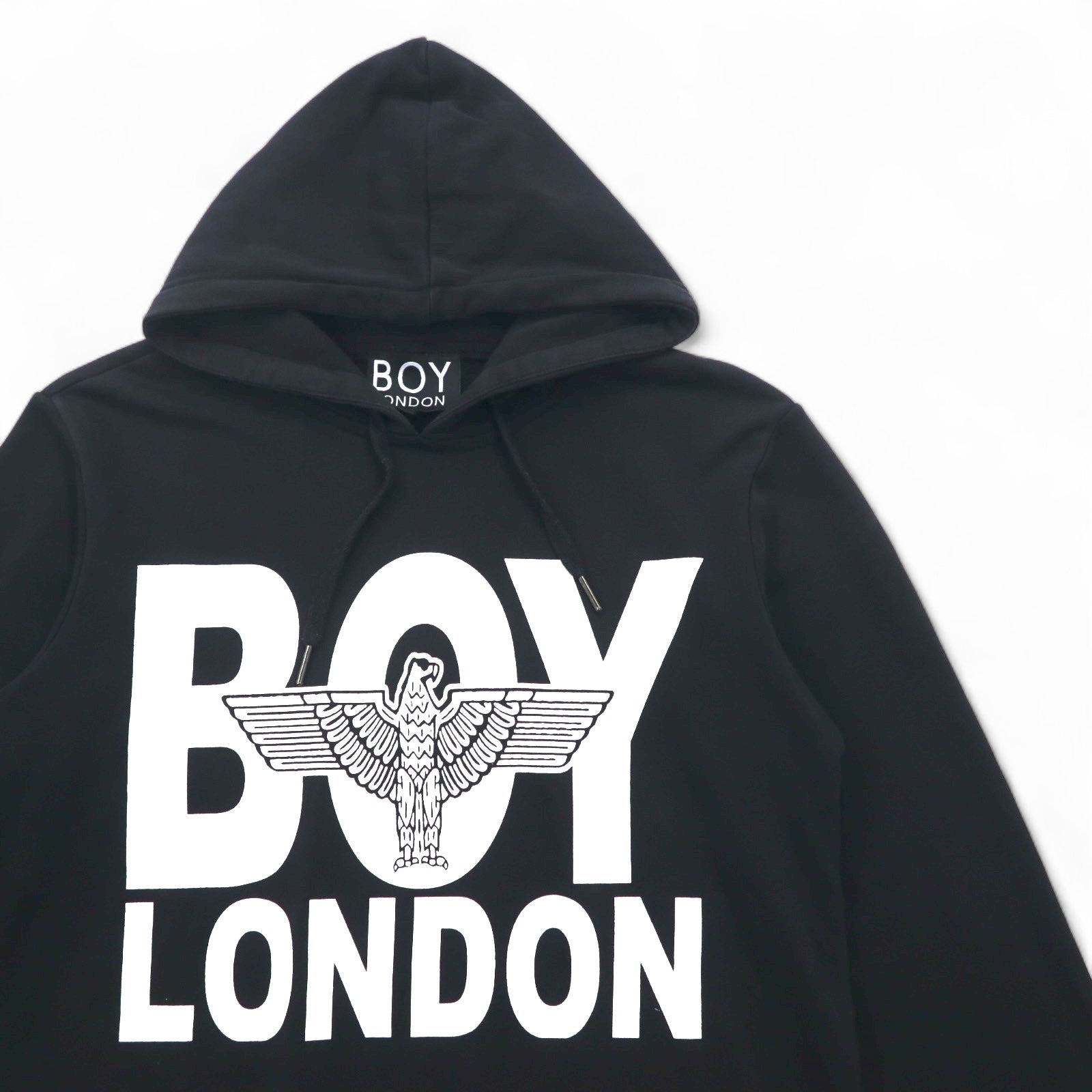 BOY LONDON felpa con cappuccio e stampa logo, taglia M, nero, cotone, made in Italy
