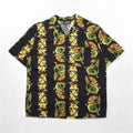 Camicia Aloha LATITUDE 32, anni '90, Made in USA, con colletto aperto, taglia 3XL, oversize, motivo intero, draghi e ibisco, colore nero.