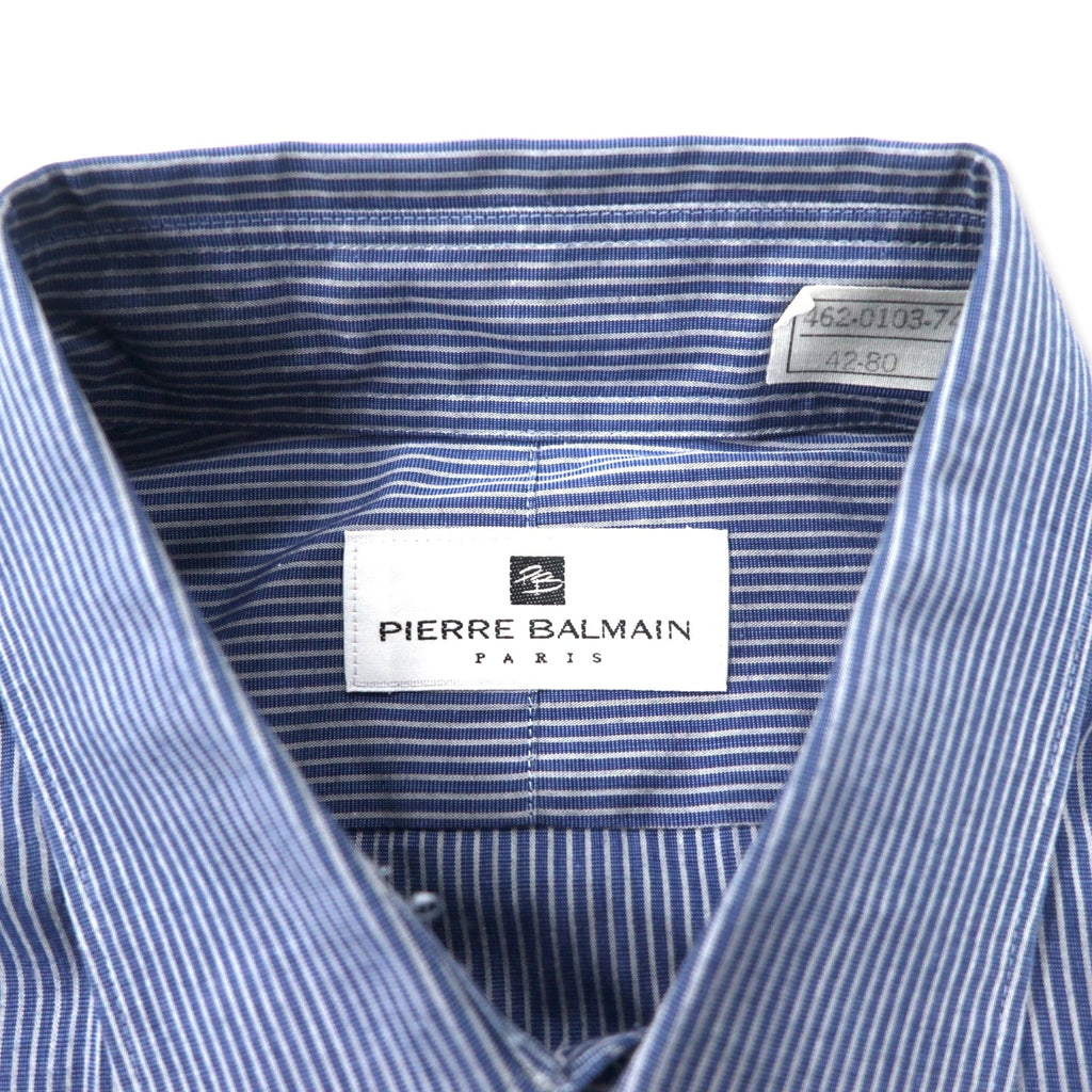 PIERRE BALMAIN ドレスシャツ 42-80 ネイビー ストライプ コットン 日本製
