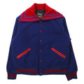 Giacca stile baseball RENNOC anni '90, made in USA, collo alla marinara, taglia M, blu, in lana.
