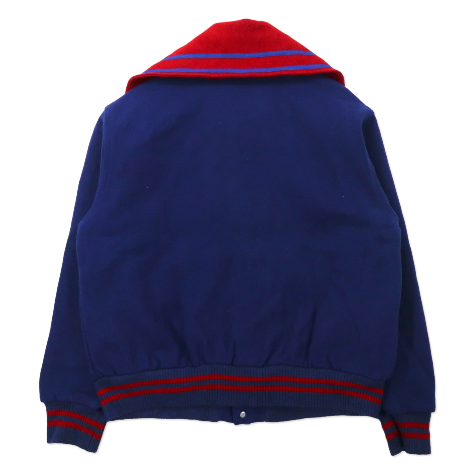 Giacca stile baseball RENNOC anni '90, made in USA, collo alla marinara, taglia M, blu, in lana.