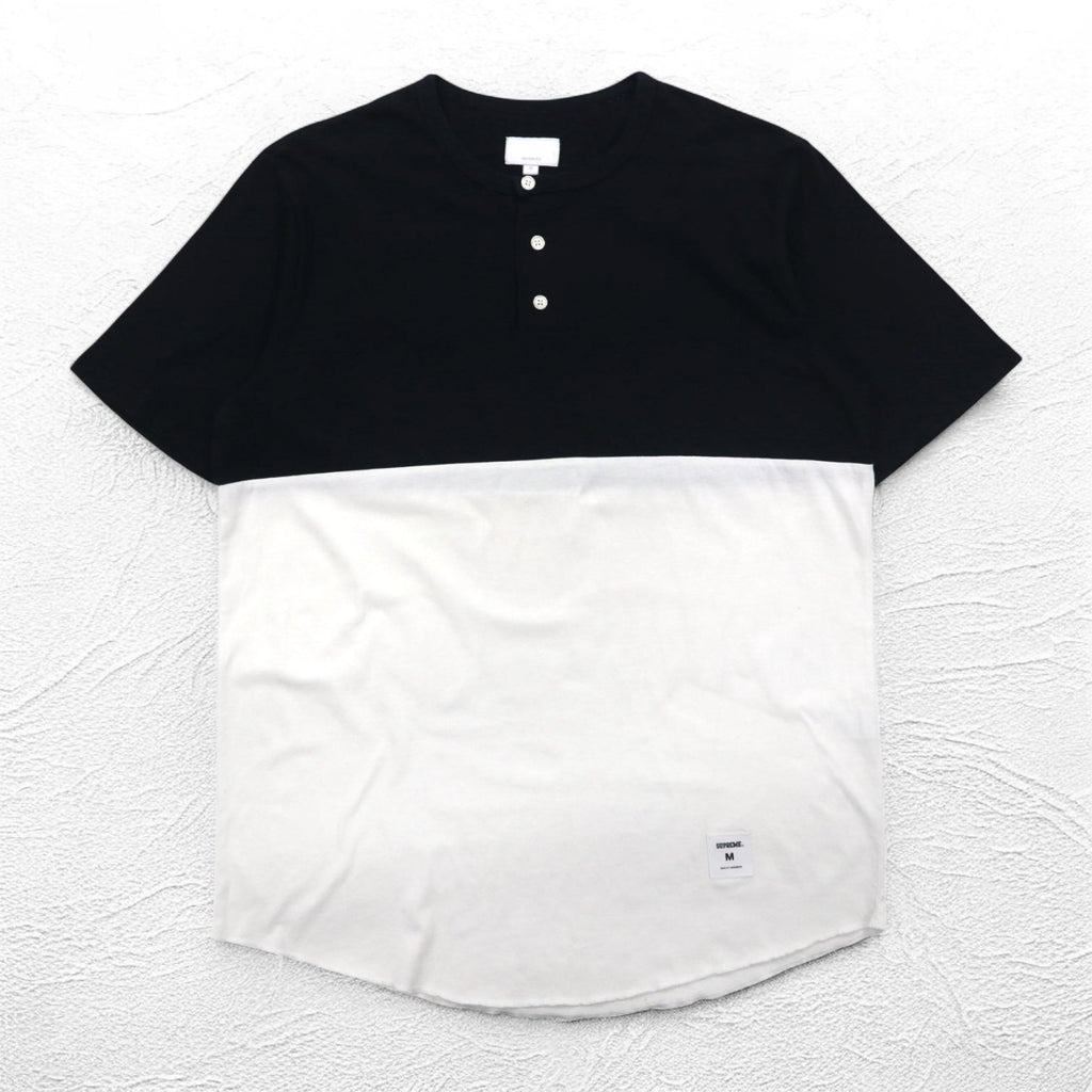 Supreme T-shirt bicolore girocollo con bottoni M Nero Bianco Logo sul retro CITY AND COUNTRY 12SS