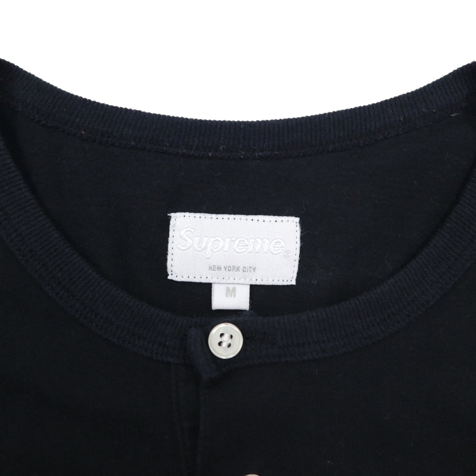 Supreme T-shirt bicolore girocollo con bottoni M Nero Bianco Logo sul retro CITY AND COUNTRY 12SS