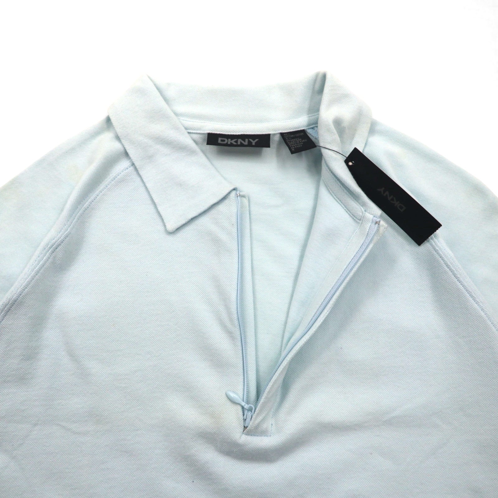 DKNY Polo zip-up M Blu Cotone Nuovo