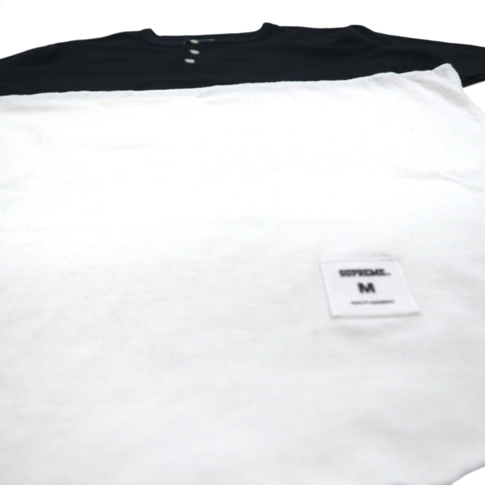 Supreme T-shirt bicolore girocollo con bottoni M Nero Bianco Logo sul retro CITY AND COUNTRY 12SS