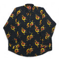Camicia vintage anni '90 con motivo drago cinese DAGACCI, in poliestere, taglia XL, nera, fantasia all-over con drago