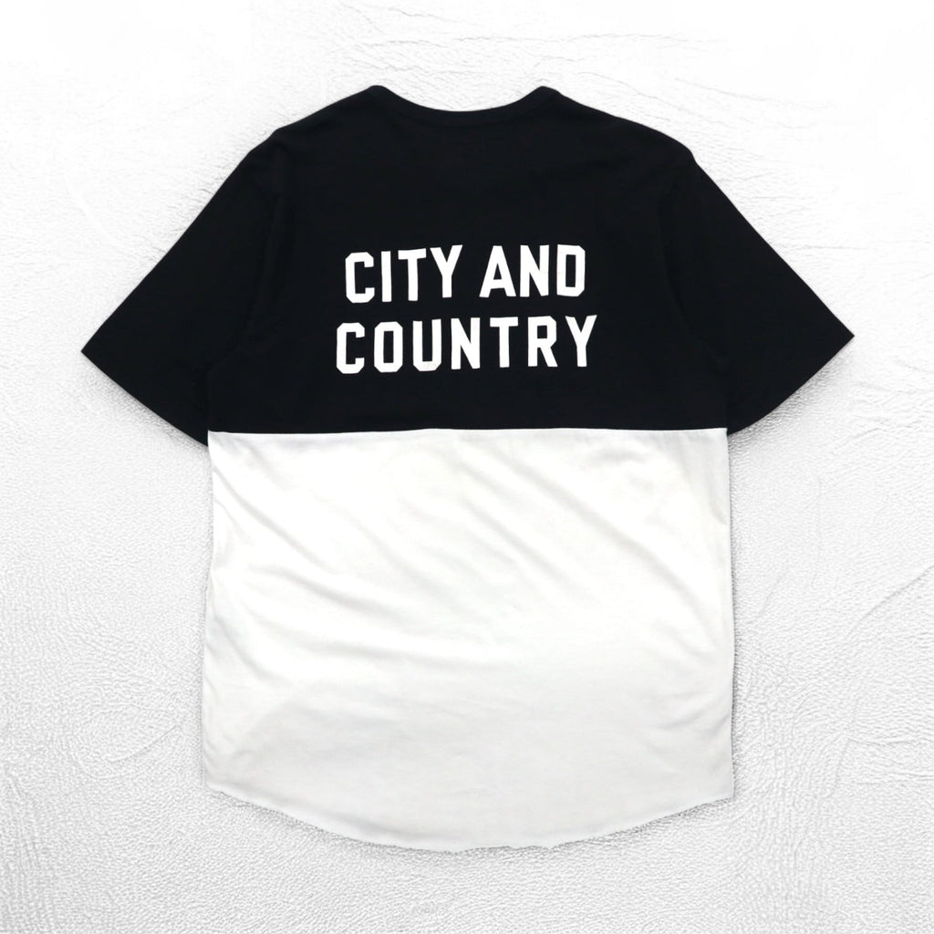 Supreme T-shirt bicolore girocollo con bottoni M Nero Bianco Logo sul retro CITY AND COUNTRY 12SS