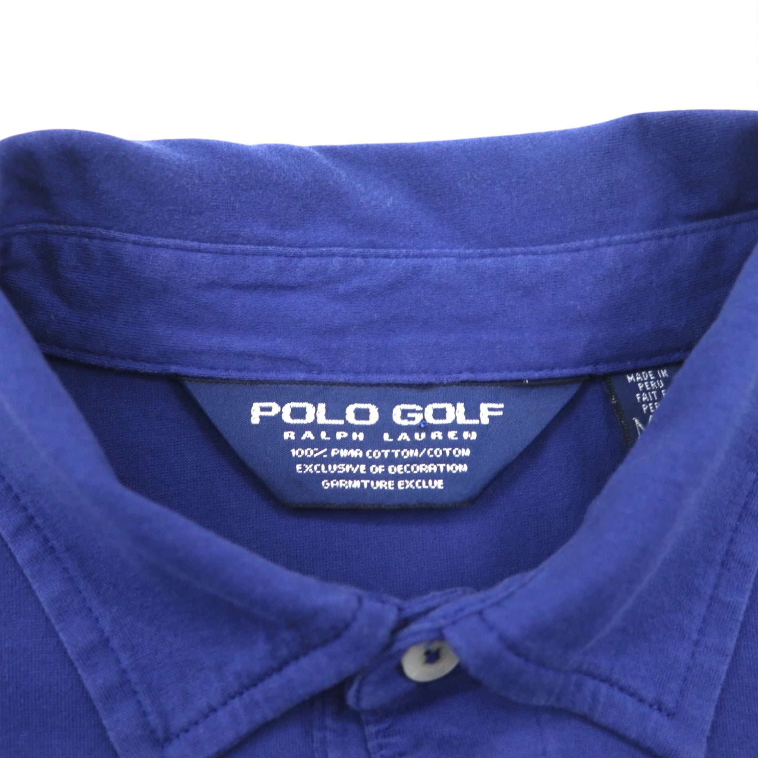 POLO GOLF RALPH LAUREN anni '90 Polo in cotone Pima taglia M Blu navy con ricamo pony piccolo Made in Perù