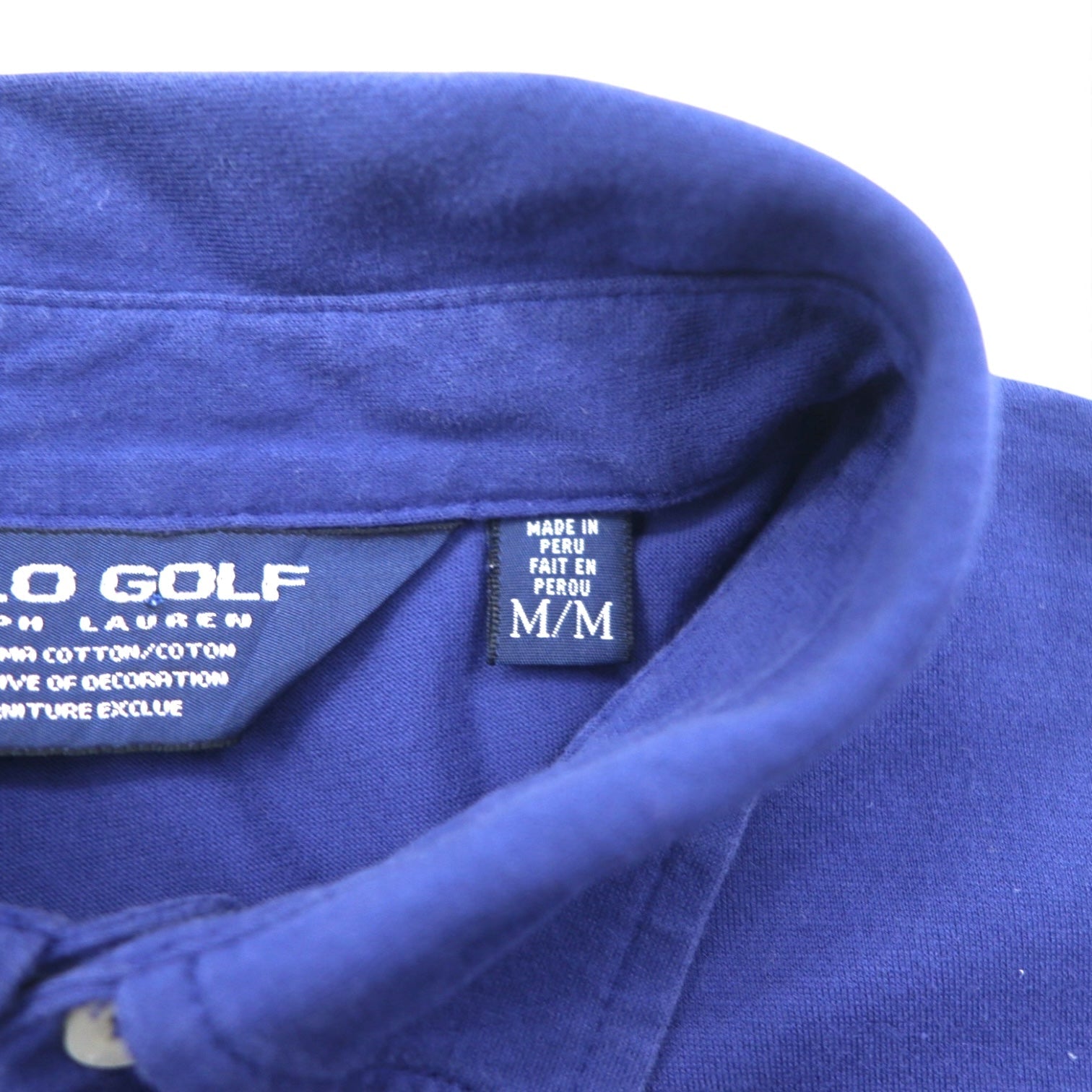 POLO GOLF RALPH LAUREN anni '90 Polo in cotone Pima taglia M Blu navy con ricamo pony piccolo Made in Perù