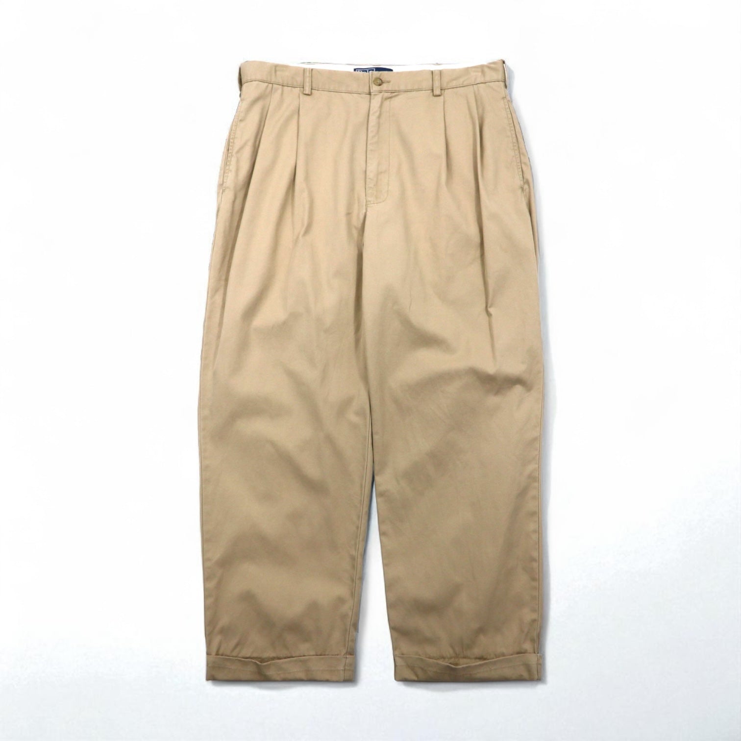 Polo by Ralph Lauren anni '90 HAMMOND PANT Chino Polo 2 Pieghe Pantaloni Chino Larghi L Beige Cotone