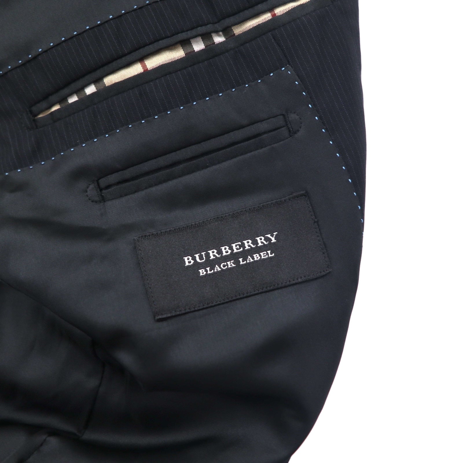 BURBERRY BLACK LABEL Abito 3 pezzi M nero a righe BMD40-109-09 Prodotto in Giappone