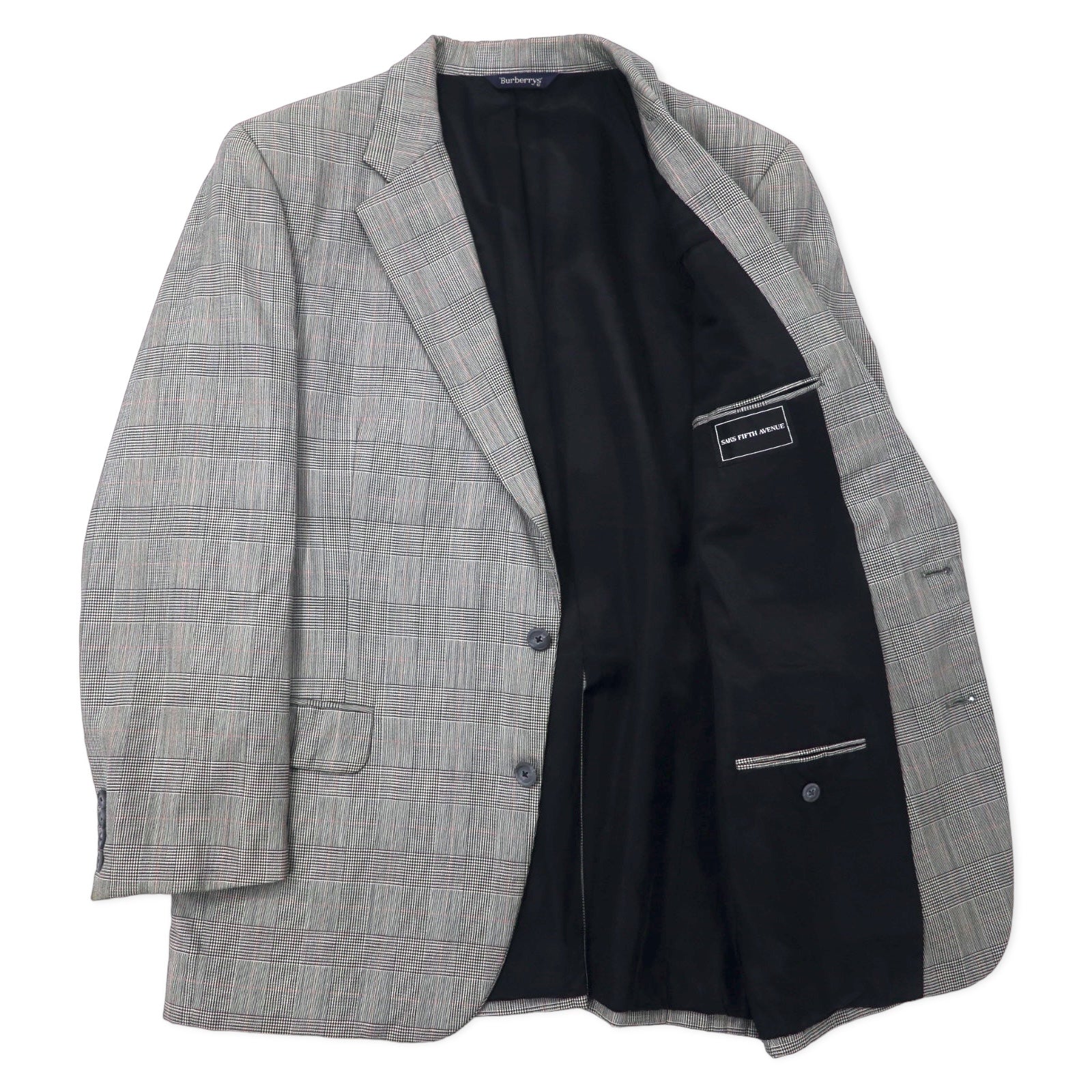 Burberrys USA Old Giacca sartoriale a 2 bottoni in lana grigia con motivo Glen check L SAKS FIFTH AVENUE