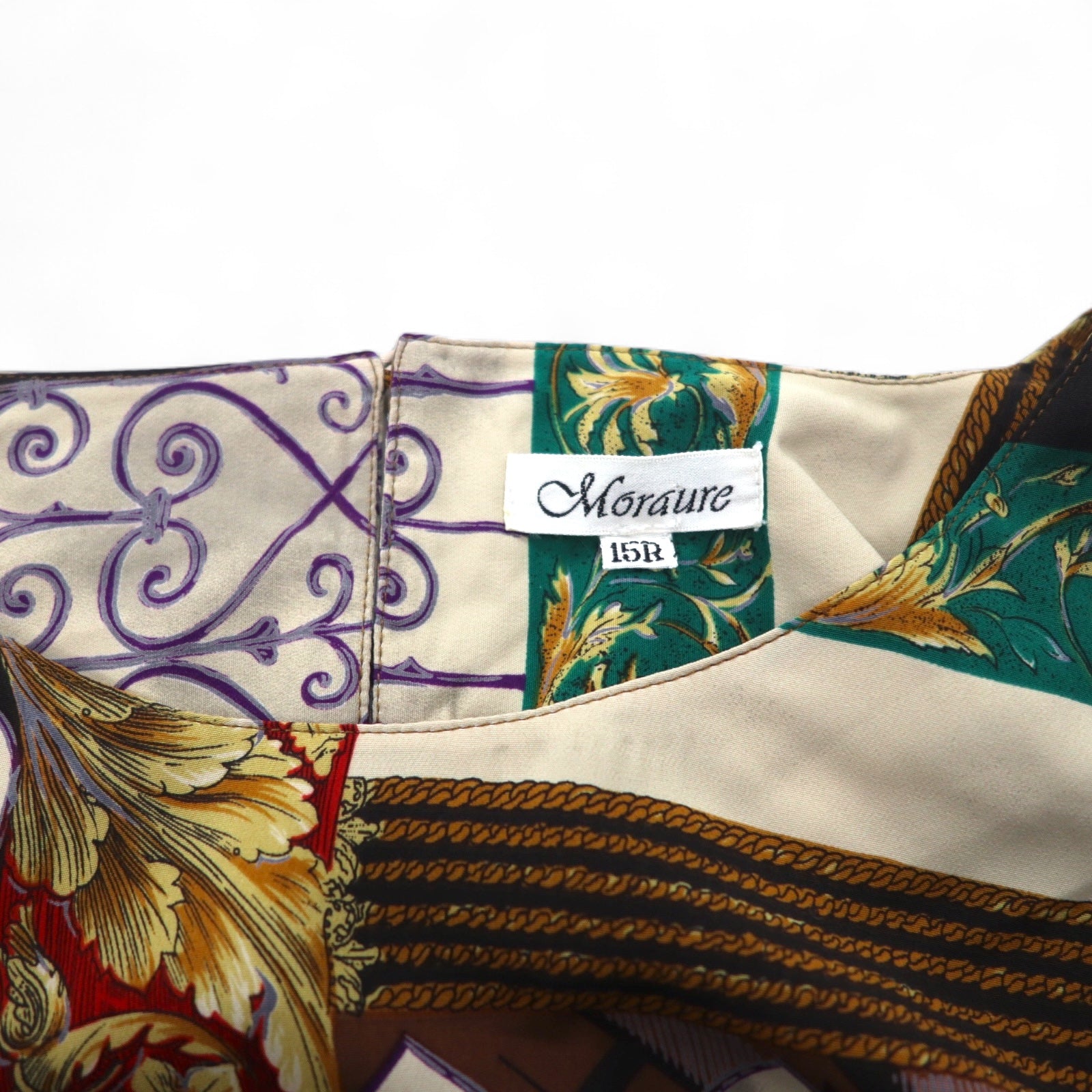 Vintage Blouse Anni '90 a Fantasia Retrò Moraure Stampa a Foulard Blusa Retrò XL Multicolore Poliestere