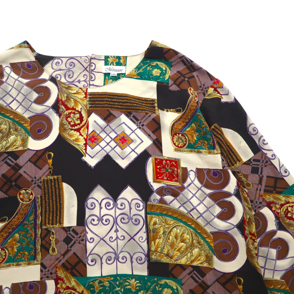 Vintage Blouse Anni '90 a Fantasia Retrò Moraure Stampa a Foulard Blusa Retrò XL Multicolore Poliestere