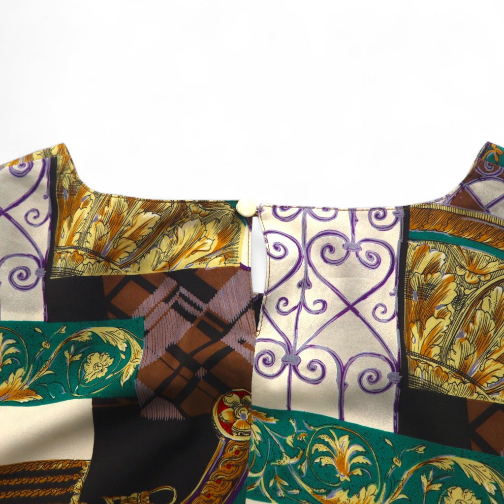 Vintage Blouse Anni '90 a Fantasia Retrò Moraure Stampa a Foulard Blusa Retrò XL Multicolore Poliestere
