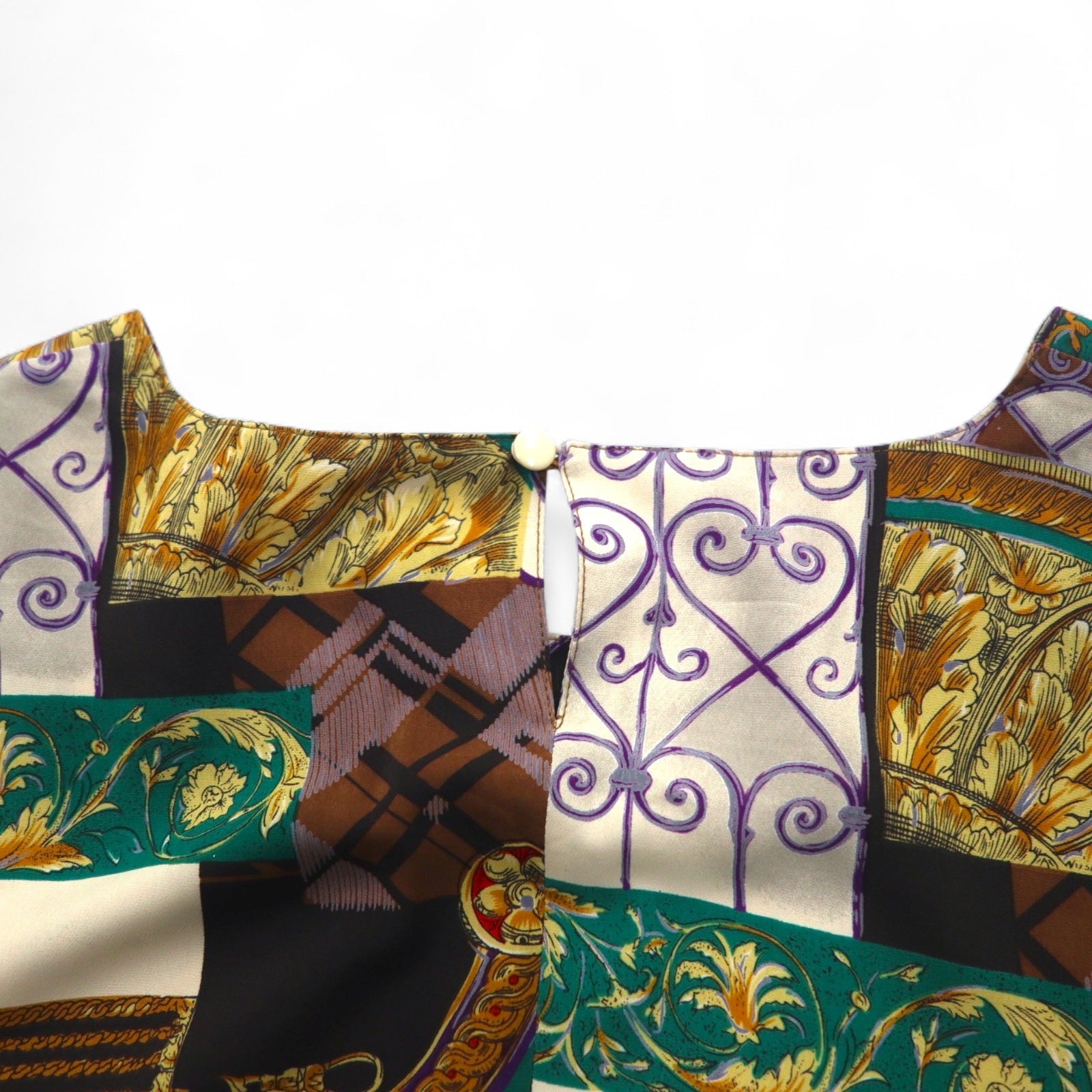 Vintage Blouse Anni '90 a Fantasia Retrò Moraure Stampa a Foulard Blusa Retrò XL Multicolore Poliestere