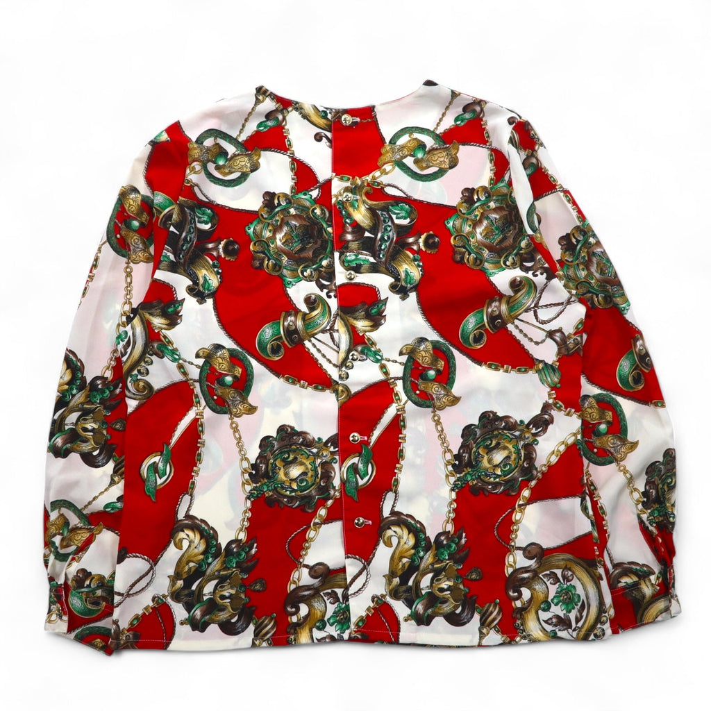 Vintage 90s Japan Made Retro Patterned Blouse Sampaquita スカーフ レトロ ブラウス M レッド