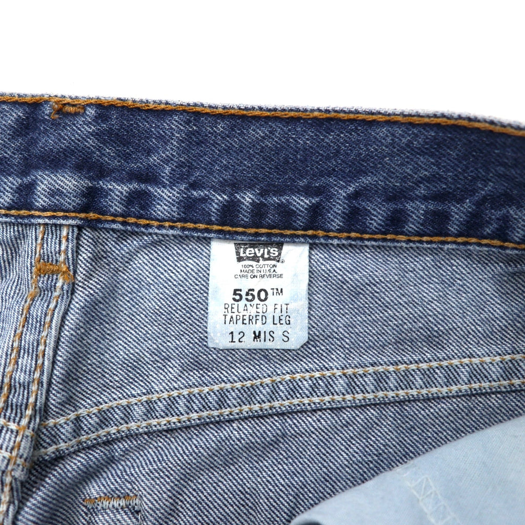 Levi's USA 550 Relaxed Fit Tapered Jeans 12 Blu Cotone Chiusura a Cerniera Bottone 512