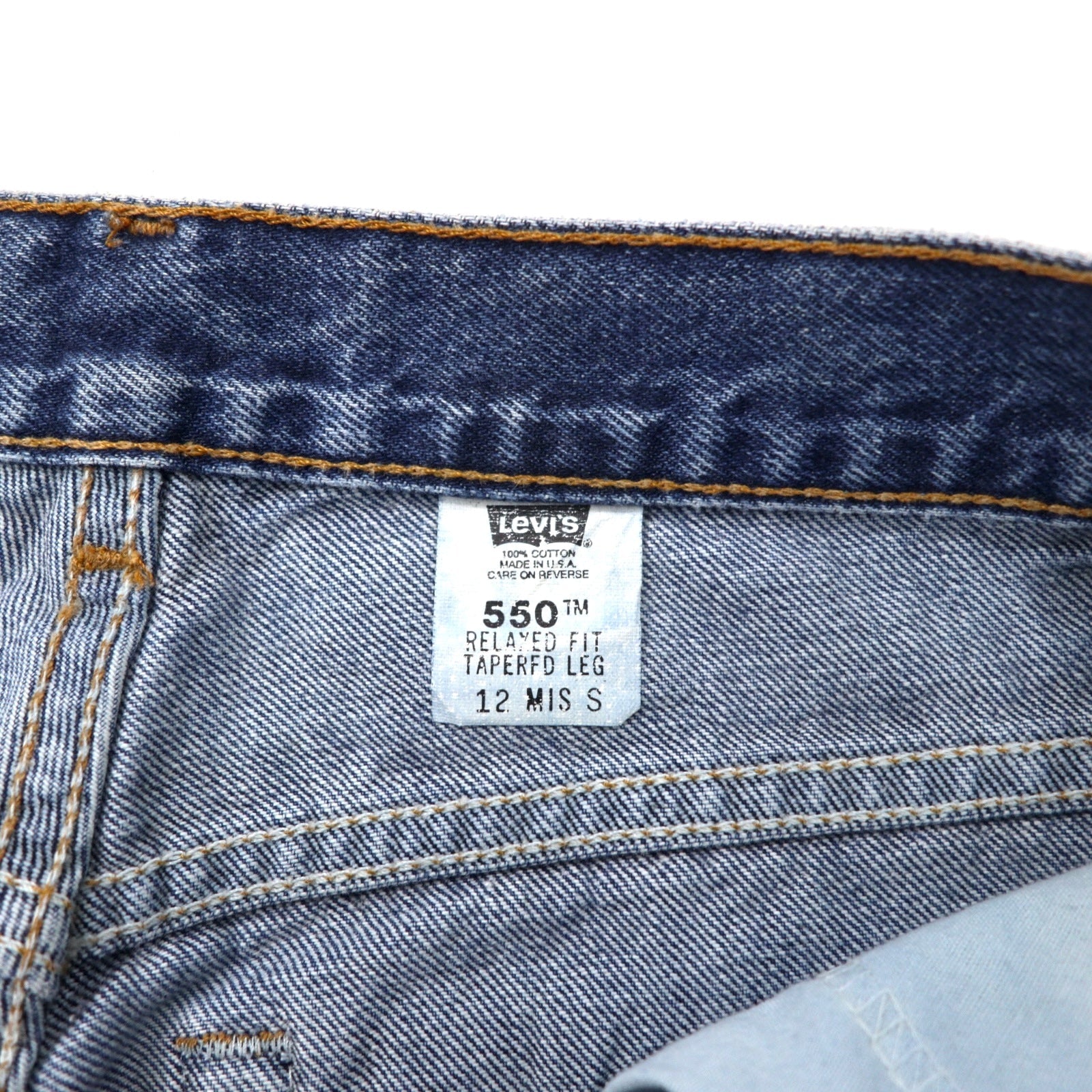 Levi's USA 550 Relaxed Fit Tapered Jeans 12 Blu Cotone Chiusura a Cerniera Bottone 512