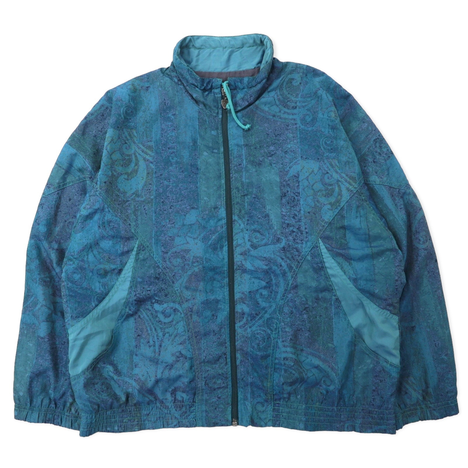 Giacca a vento in nylon Jean Leduc Sport anni '80 fantasia all-over, taglia 42, colore verde, poliestere