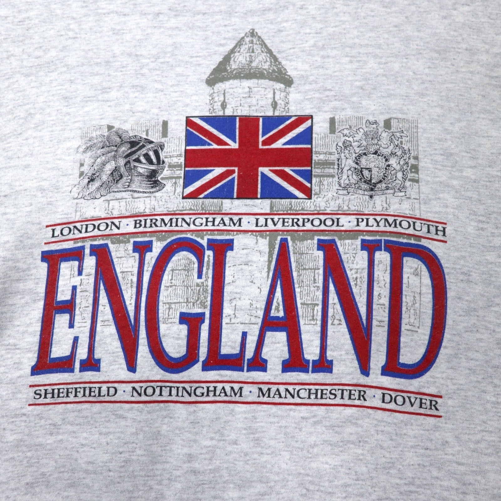 JERZEES Made in USA 90s SUPER SWEATS Stampa Union Jack Felpa M Grigio Cotone INGHILTERRA