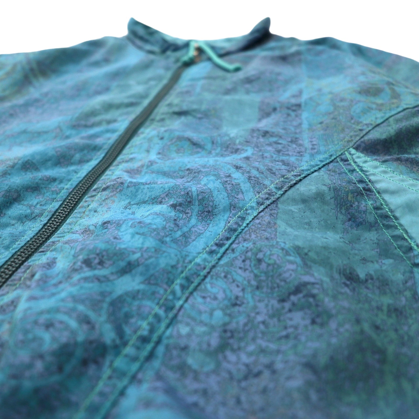 Giacca a vento in nylon Jean Leduc Sport anni '80 fantasia all-over, taglia 42, colore verde, poliestere