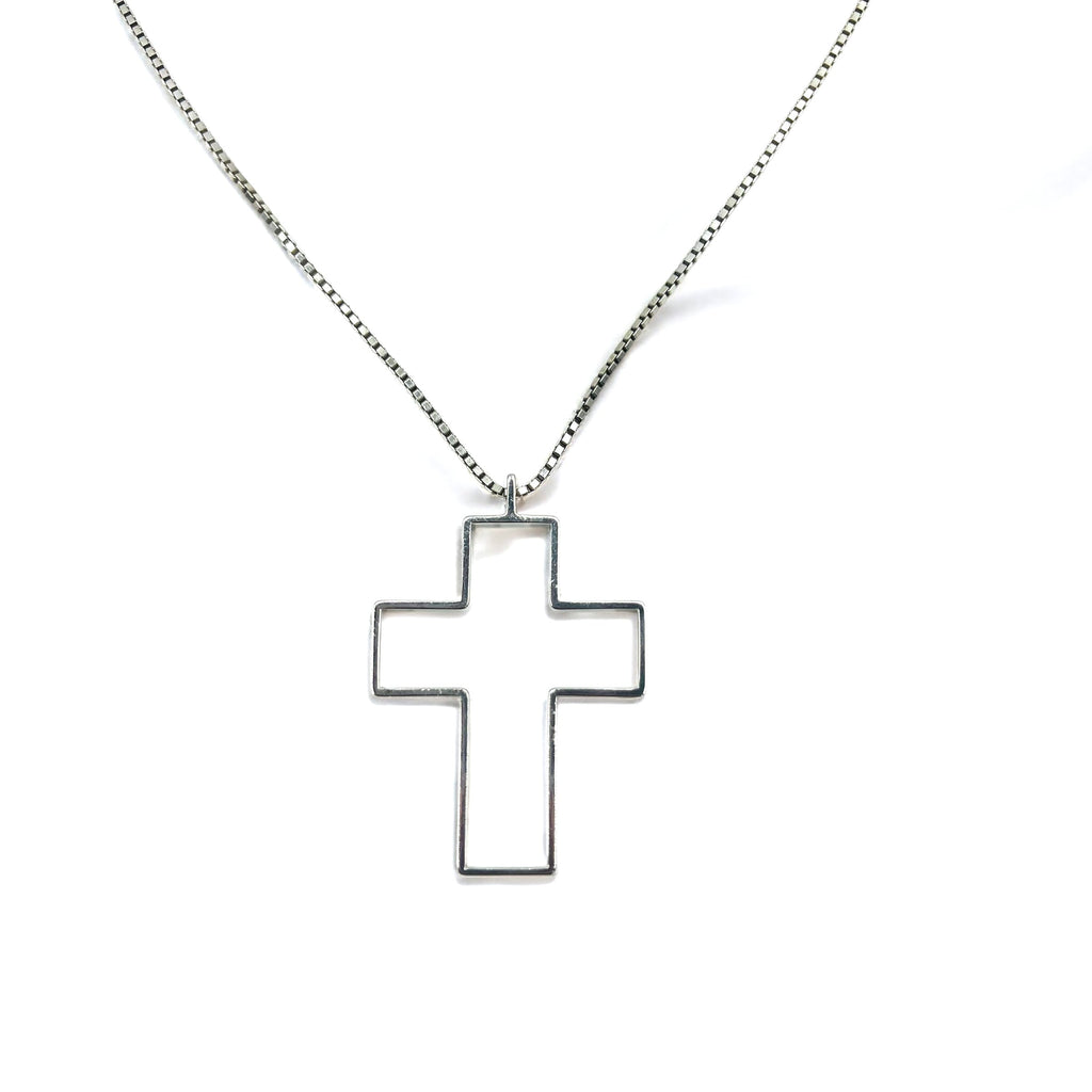 GUCCI Collana a croce aperta pendente in argento SV925 croce 3D, made in Italy
