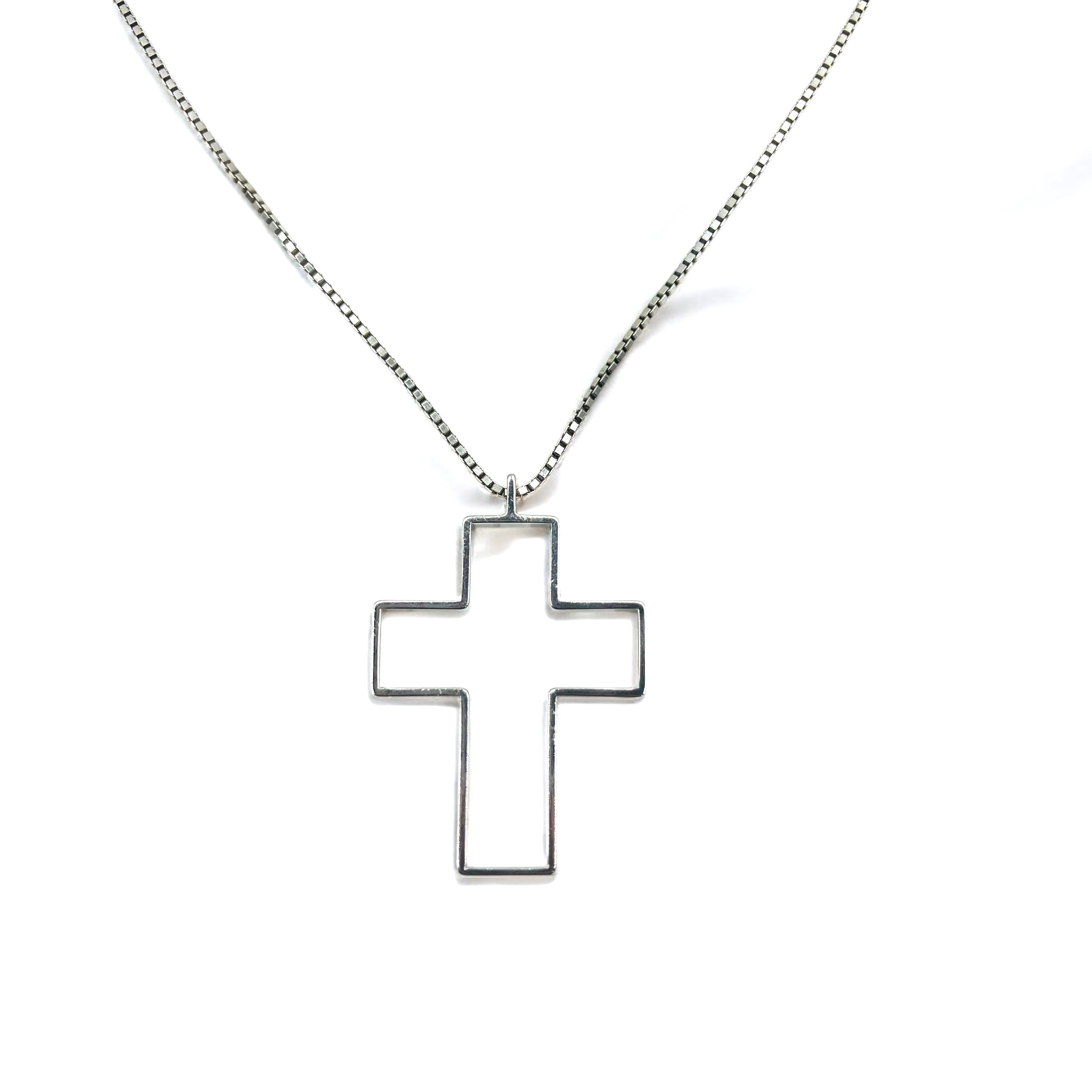 GUCCI Collana a croce aperta pendente in argento SV925 croce 3D, made in Italy