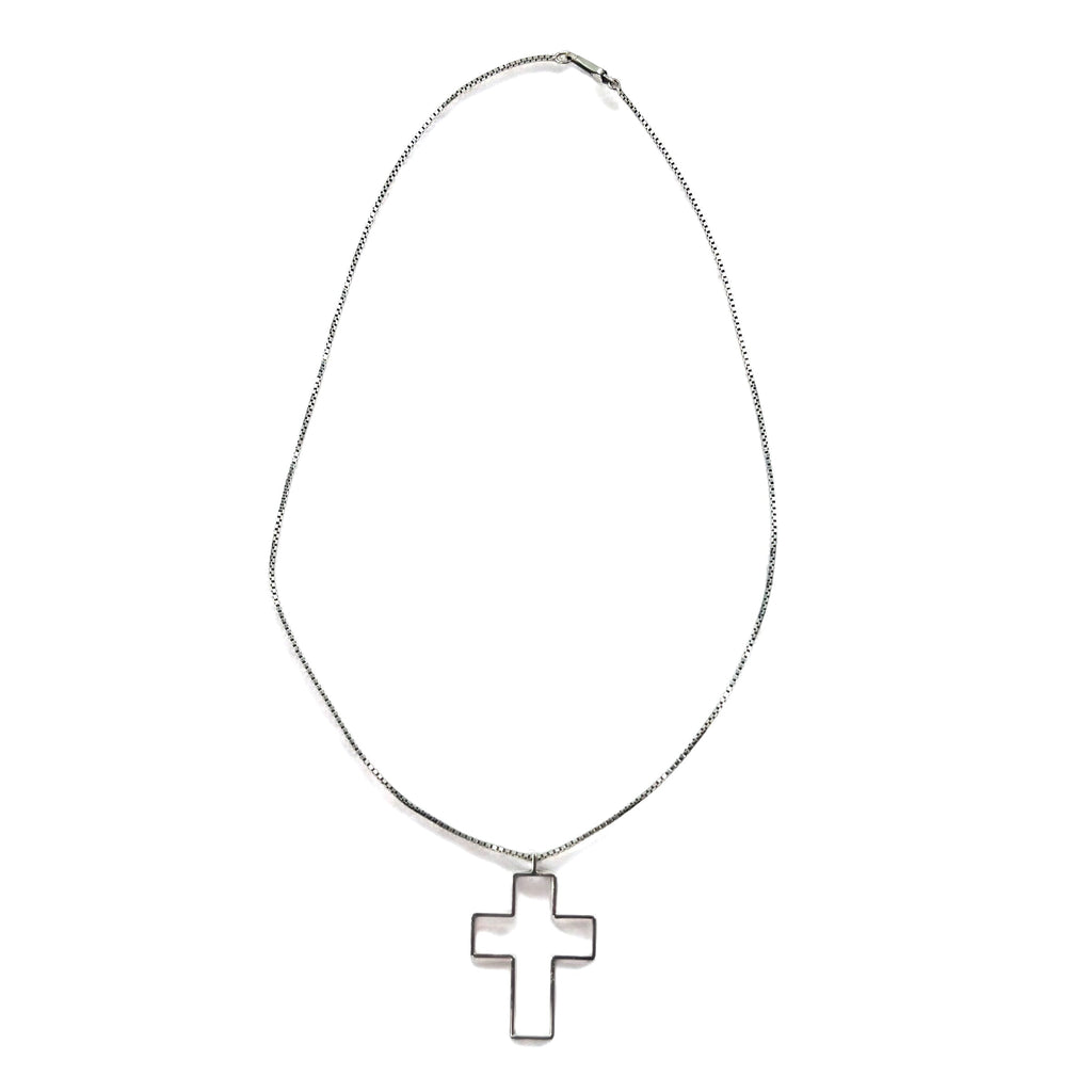 GUCCI Collana a croce aperta pendente in argento SV925 croce 3D, made in Italy