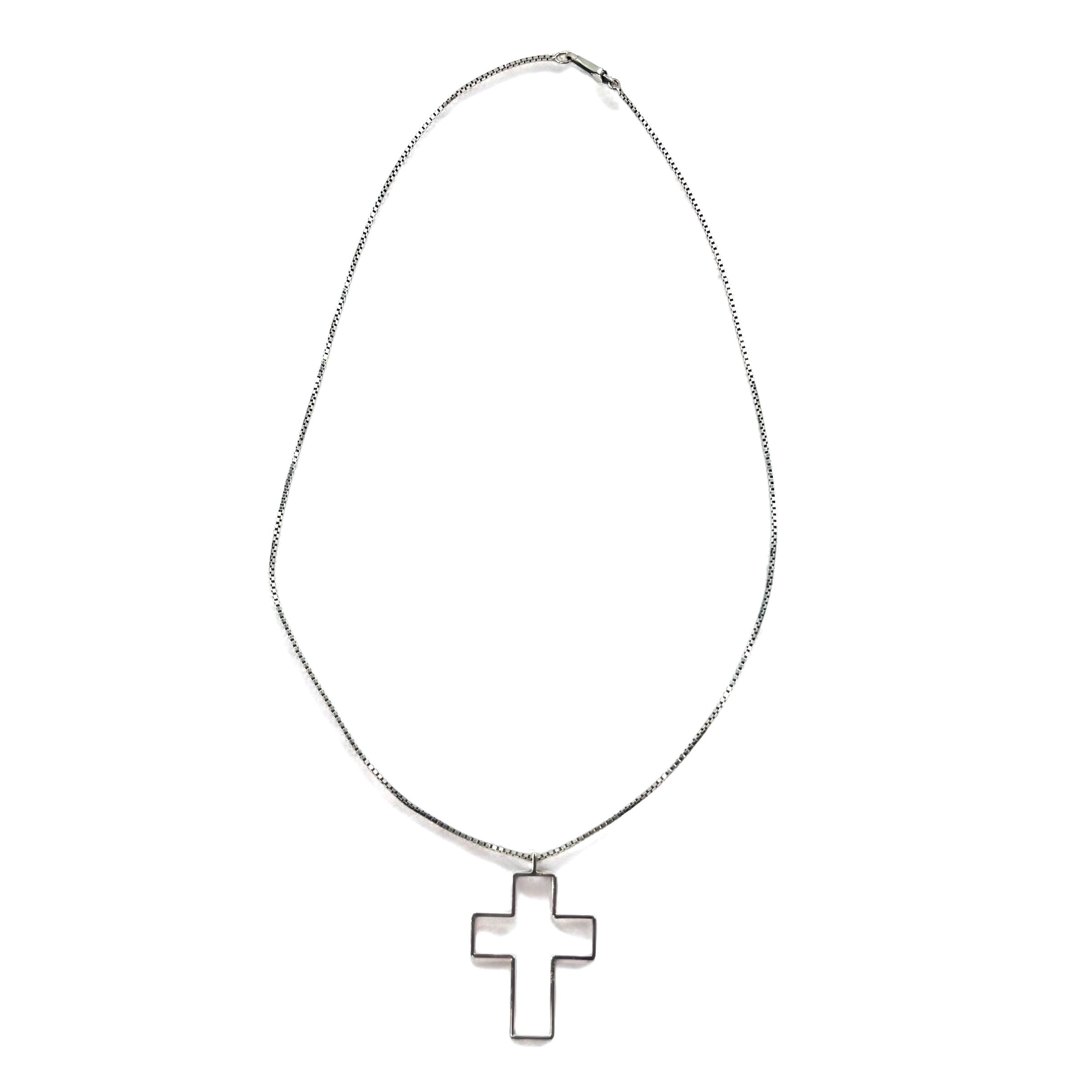 GUCCI Collana a croce aperta pendente in argento SV925 croce 3D, made in Italy