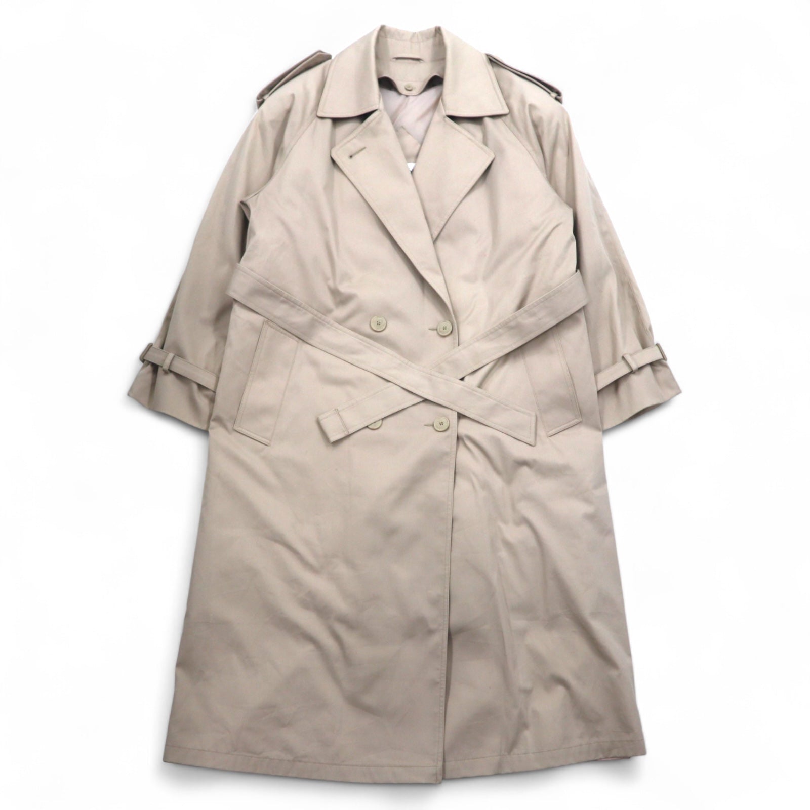 John Weitz trench doppiopetto anni '90 made in Polonia, taglia L, beige, con cintura e fodera rimovibile.