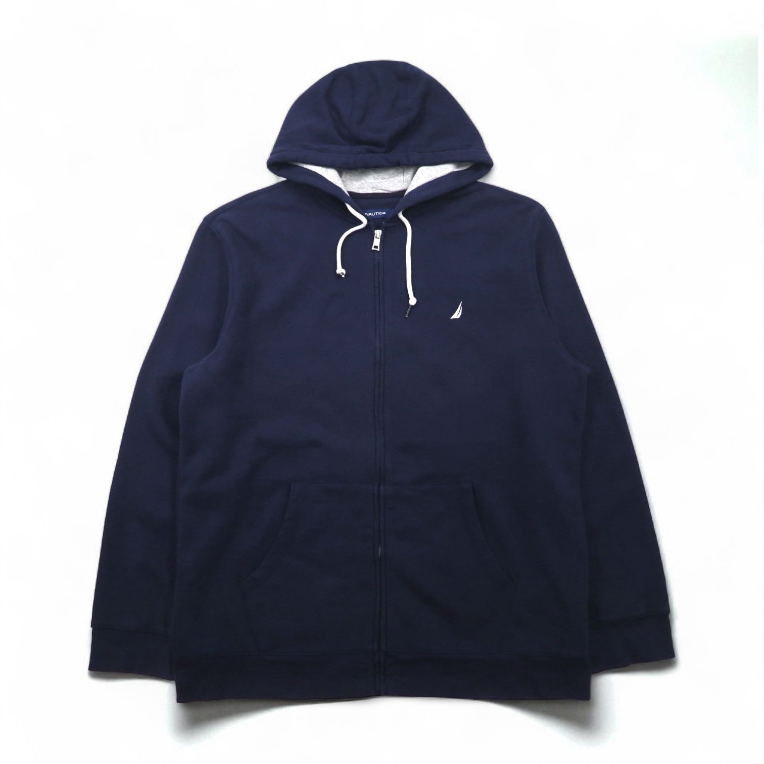 NAUTICA Felpa Full Zip Taglia Grande 2XL Blu Scuro con Interno Felpato e Logo Ricamato