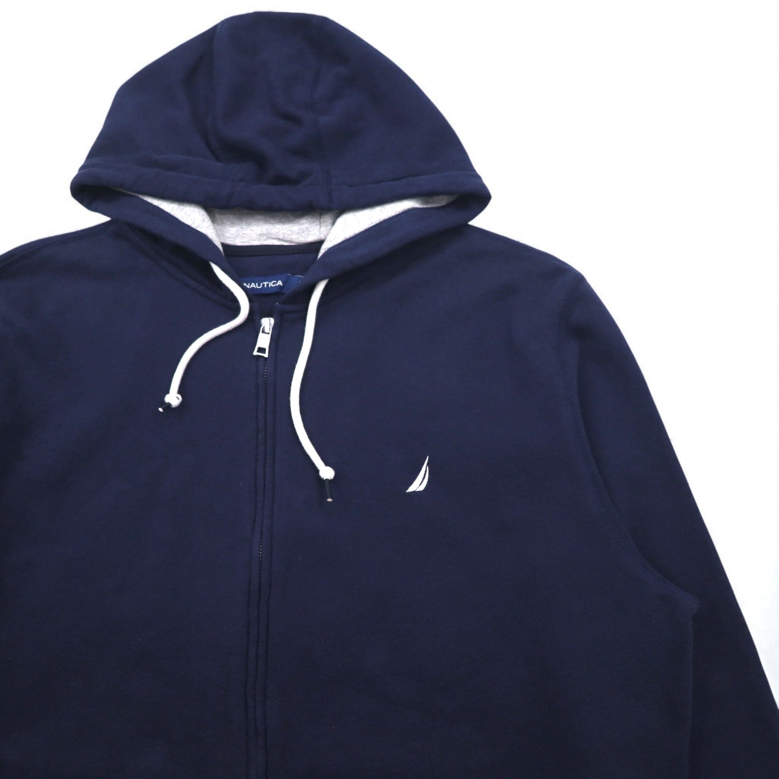 NAUTICA Felpa Full Zip Taglia Grande 2XL Blu Scuro con Interno Felpato e Logo Ricamato