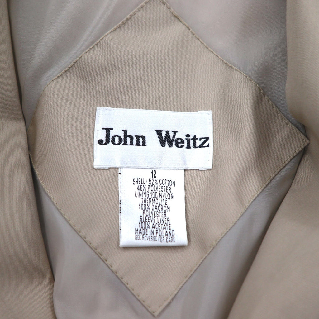 John Weitz trench doppiopetto anni '90 made in Polonia, taglia L, beige, con cintura e fodera rimovibile.