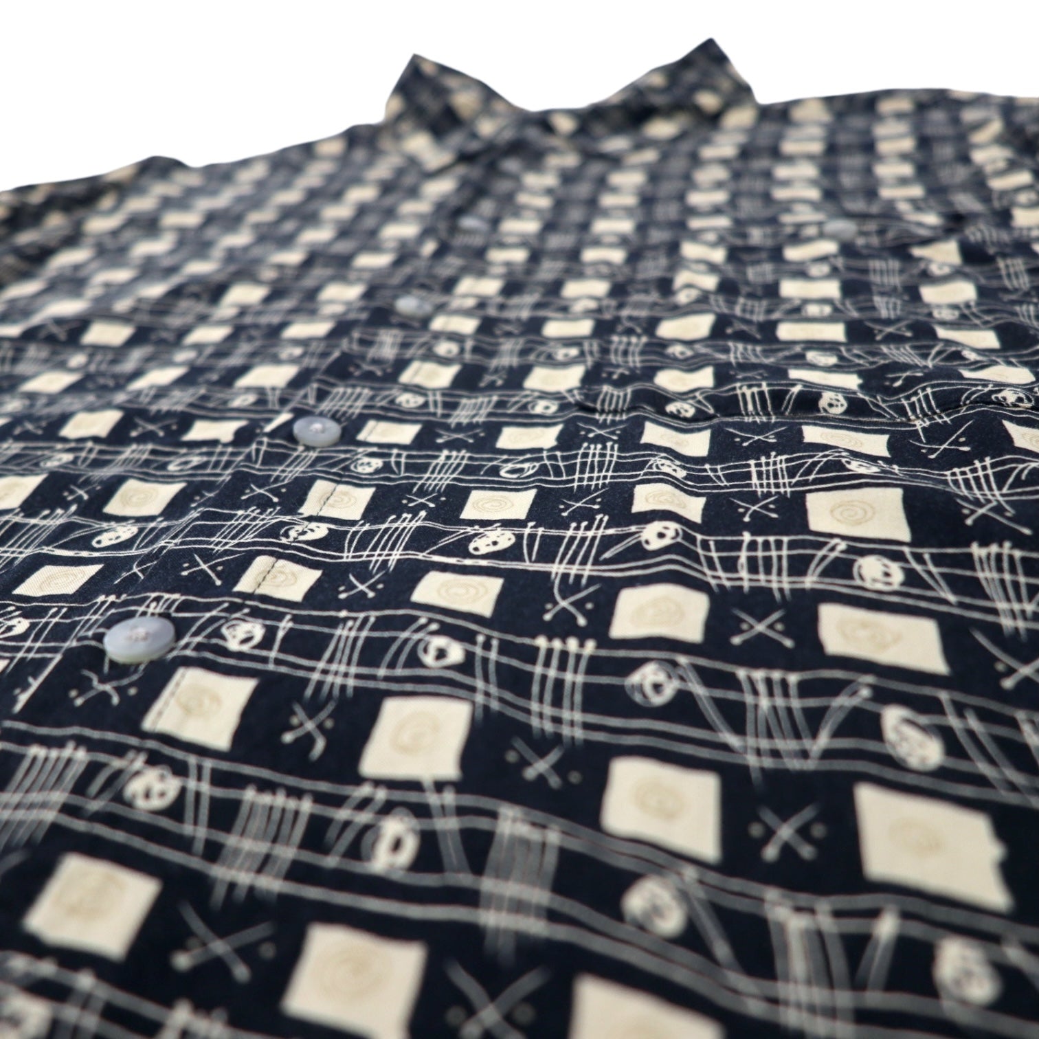 90年代 CAMPIA MODA アロハシャツ XL ブラック レーヨン 総柄