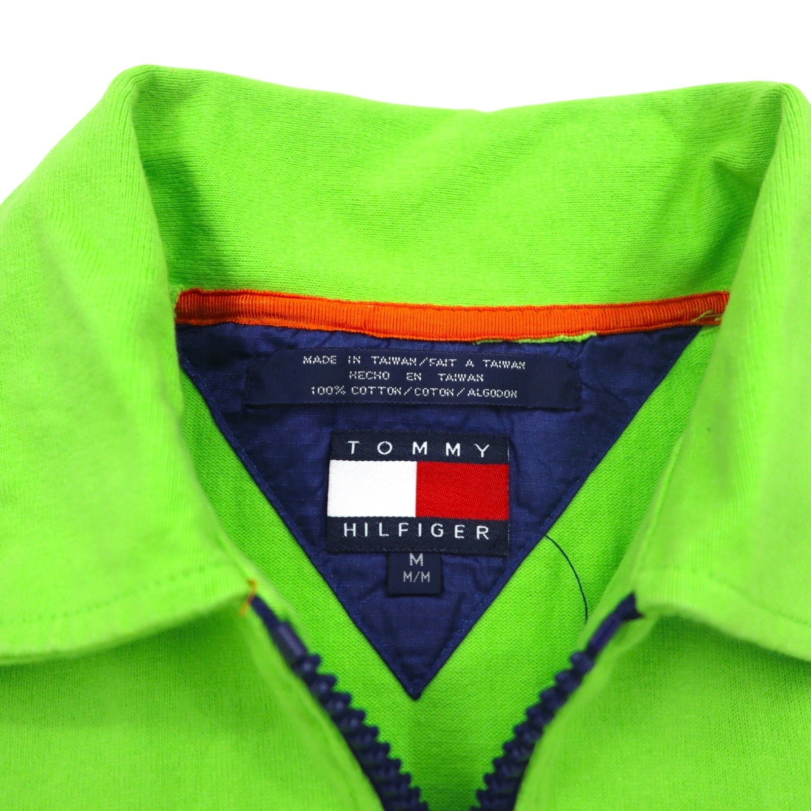 TOMMY HILFIGER 00年代 ハーフジップ ポロシャツ M グリーン ネイビー コットン