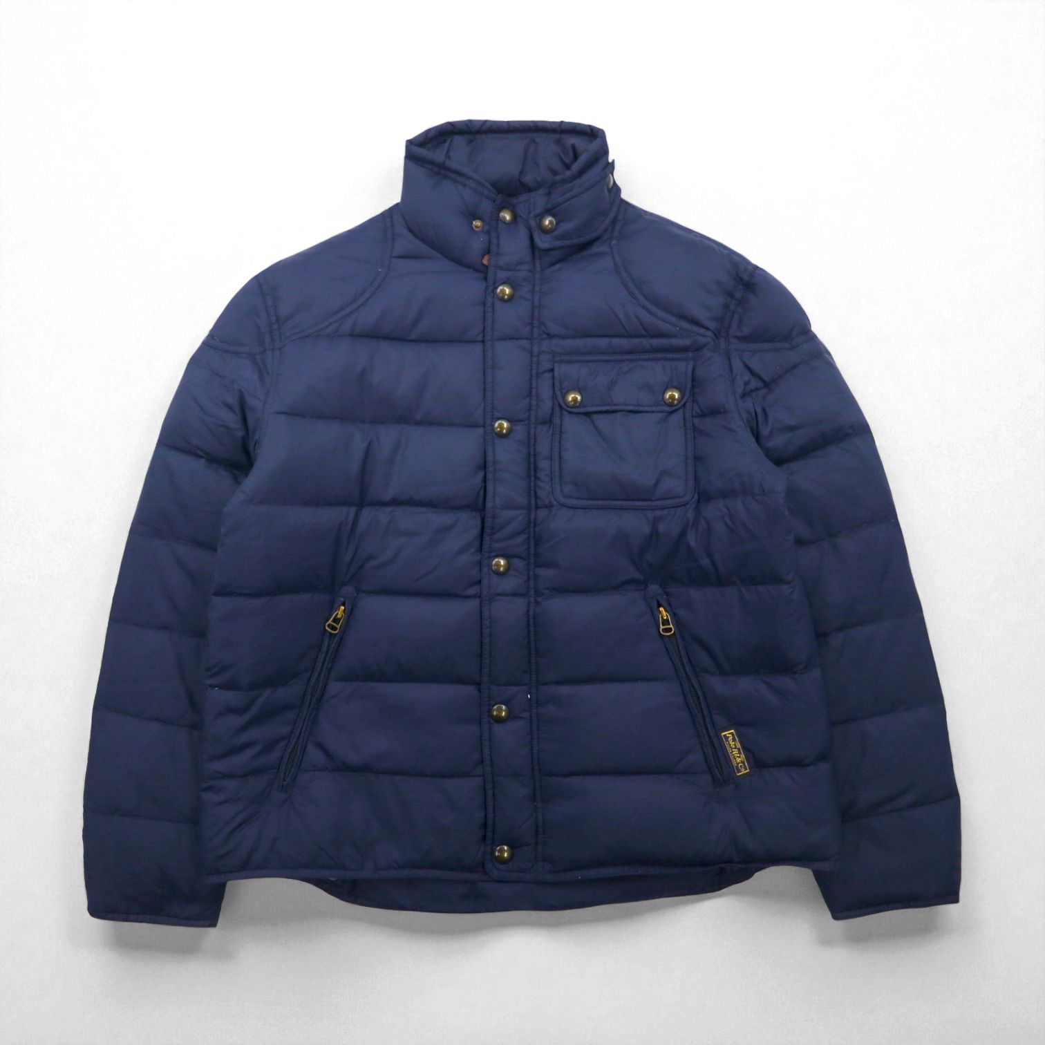 Polo Ralph Lauren ダウンジャケット XL ネイビー チンストラップ 胸ポケット スタンドカラー