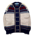 FJORD Cardigan L in maglia tirolese blu navy di lana con motivo nordico, prodotto in Norvegia