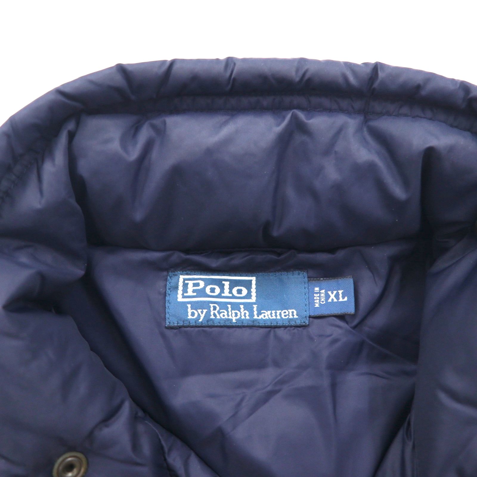 Polo Ralph Lauren ダウンジャケット XL ネイビー チンストラップ 胸ポケット スタンドカラー