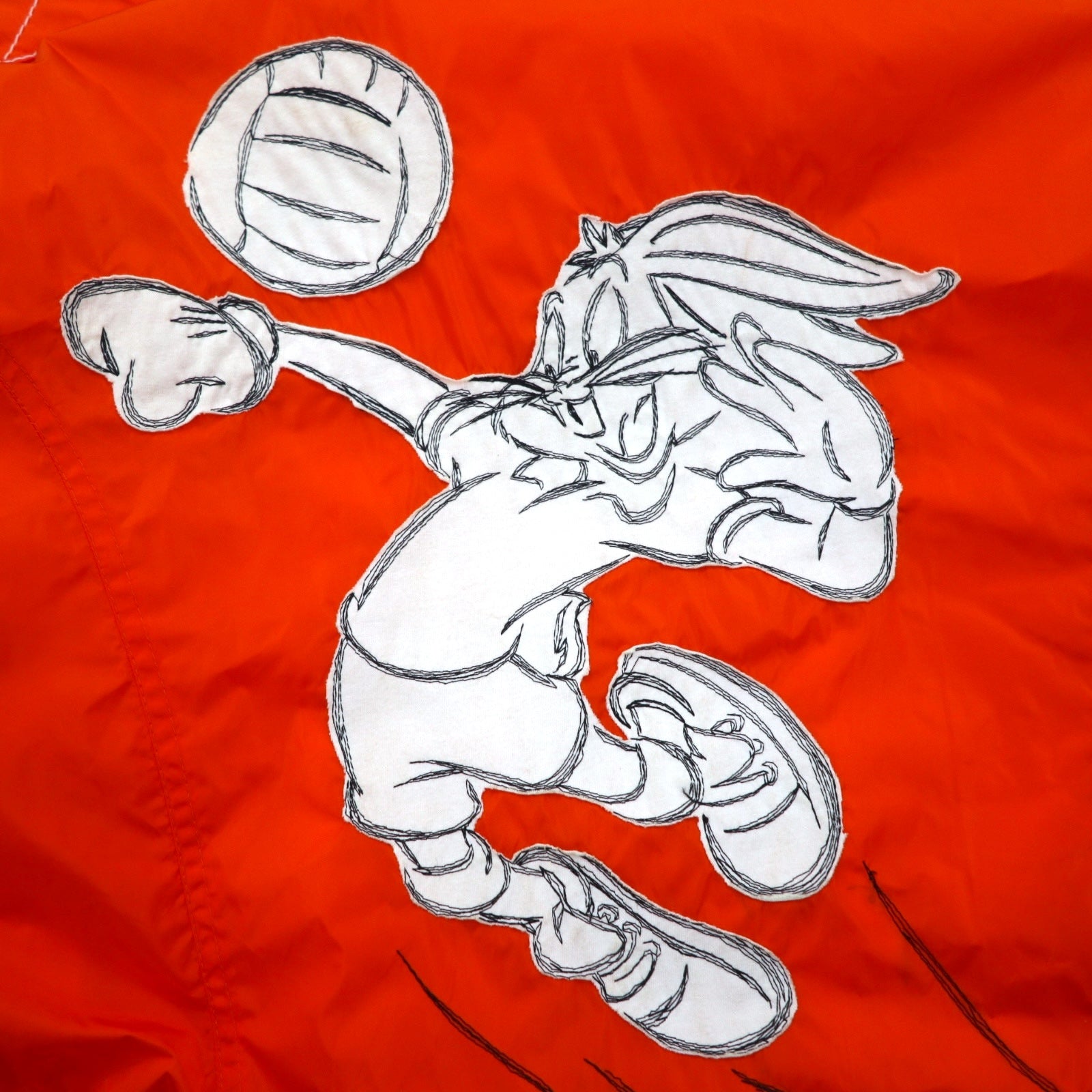 JC de CASTELBAJAC × Warner Bros Giacca chiodo in nylon corta anni '90 Made in Italy taglia L Arancione LOONEY TUNES Bugs Bunny Nuova con etichette