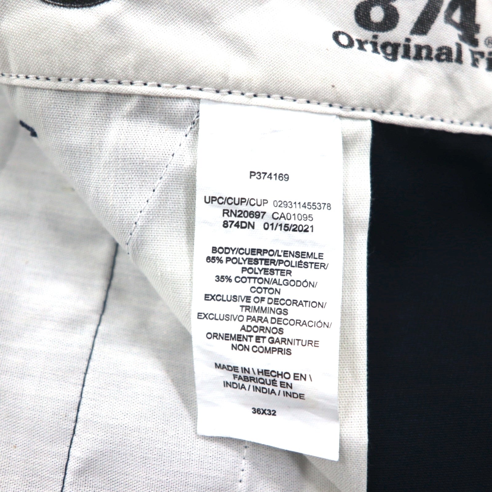 Dickies 874 Original Fit Pantaloni da Lavoro Chino L Blu Navy Poliestere Cotone