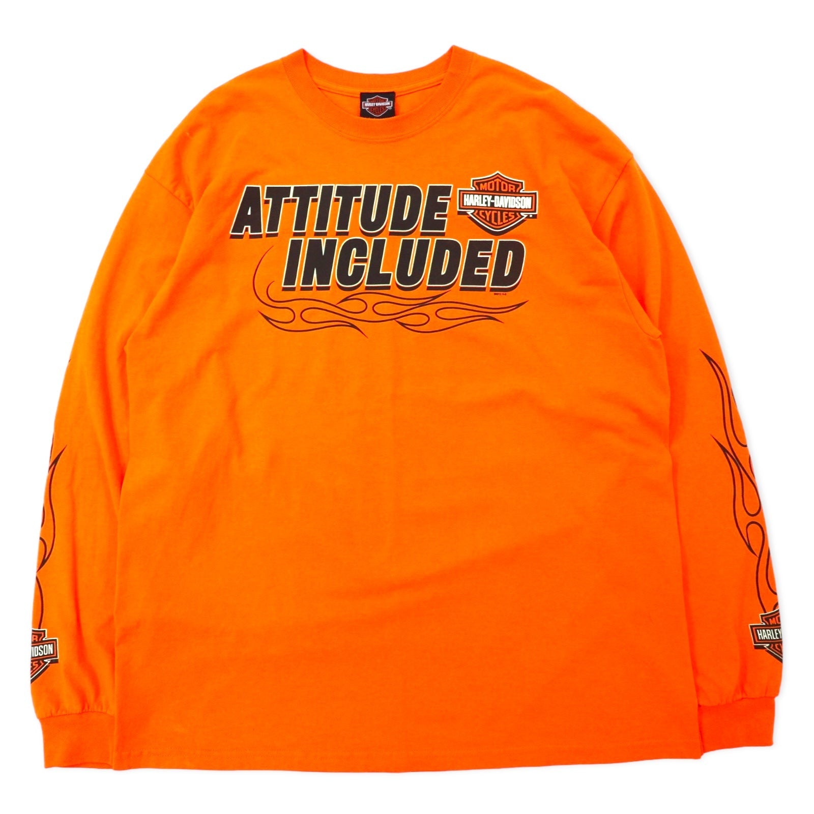 HARLEY DAVIDSON Maglietta a maniche lunghe con motivo Fire Design L/S T-shirt XL Arancione Cotone ATTITUDE INCLUDED Taglia grande