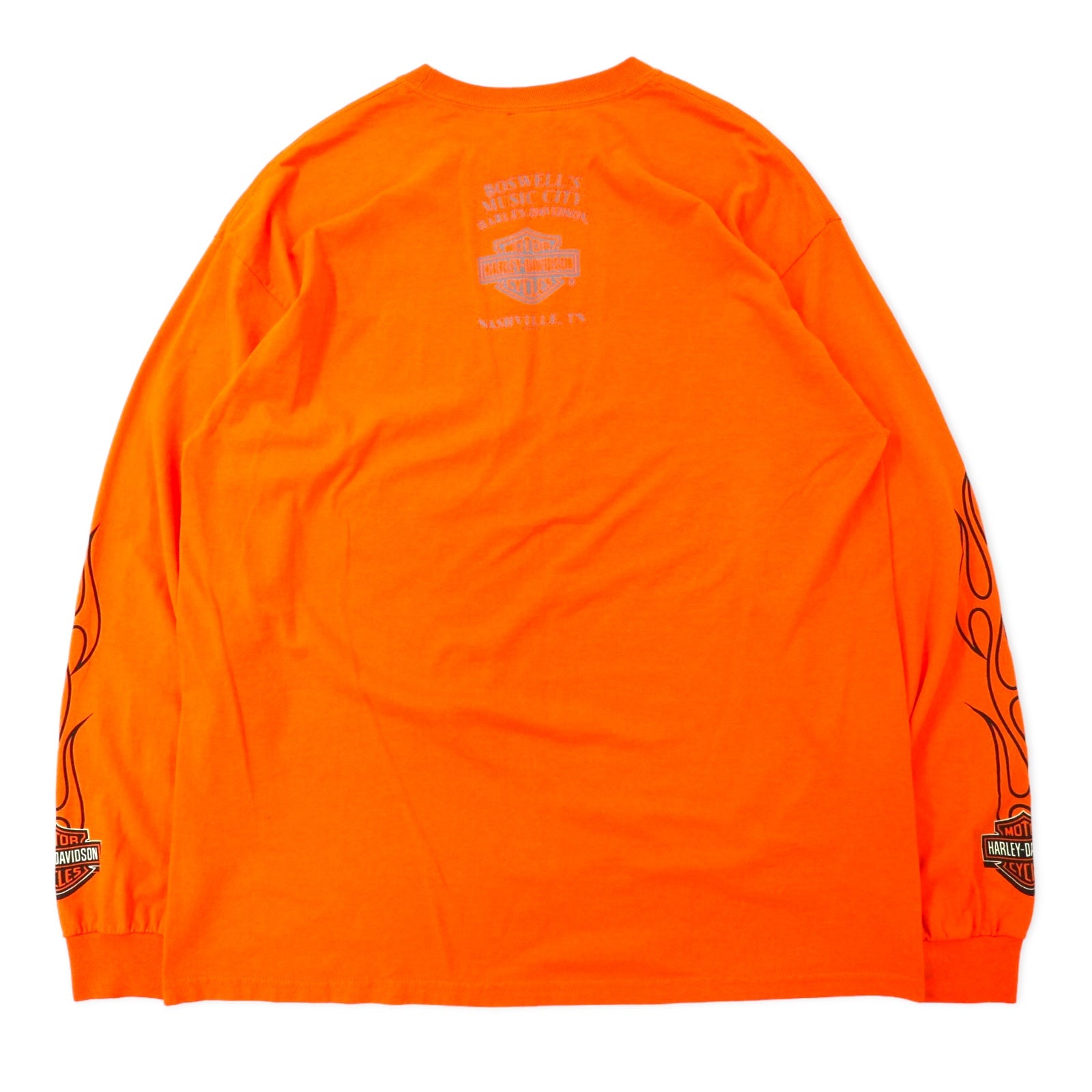 HARLEY DAVIDSON Maglietta a maniche lunghe con motivo Fire Design L/S T-shirt XL Arancione Cotone ATTITUDE INCLUDED Taglia grande