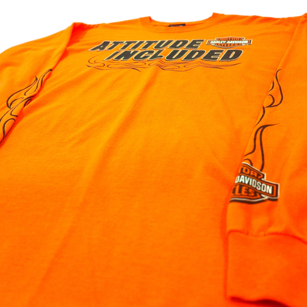 HARLEY DAVIDSON Maglietta a maniche lunghe con motivo Fire Design L/S T-shirt XL Arancione Cotone ATTITUDE INCLUDED Taglia grande
