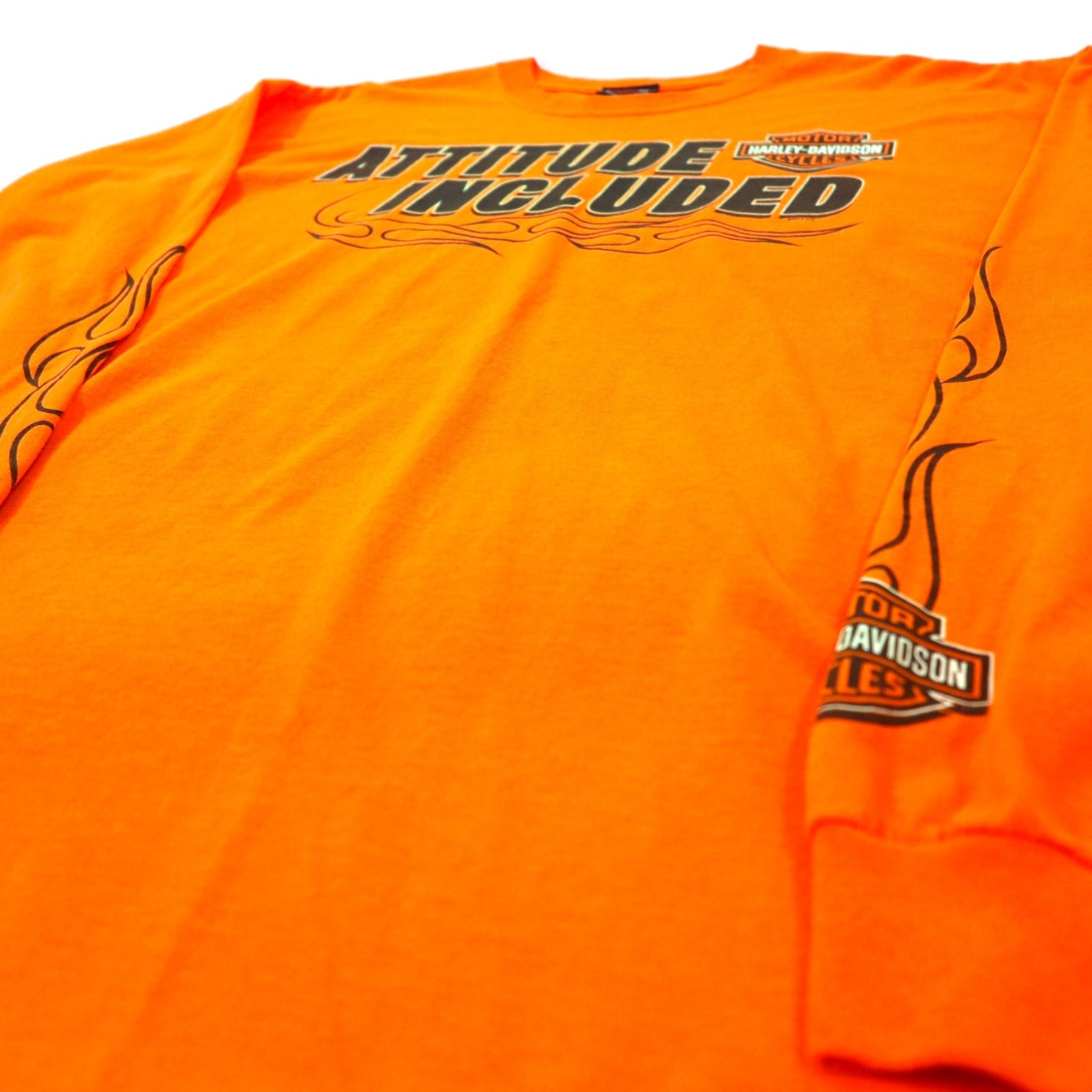 HARLEY DAVIDSON Maglietta a maniche lunghe con motivo Fire Design L/S T-shirt XL Arancione Cotone ATTITUDE INCLUDED Taglia grande